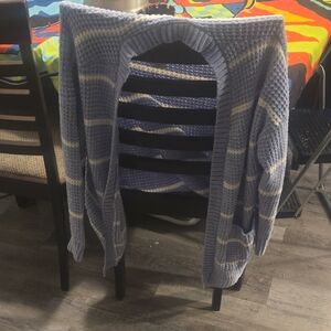 Maurices Blue and Cream Knit Cardigan